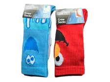 Sesame Street Crew Sock Duo Size 9-13 Elmo And Cookie Monster 2-Pack