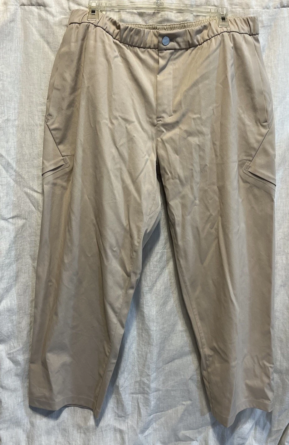 Lululemon Lab Pants Mens Size 38 Khaki Wool Blend Dressy Drawstring Comfort