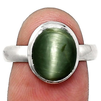 Premium Quality Genuine Cats Eye 925 Sterling Silver Ring s.8