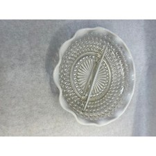 Vintage Fenton Hobnail Opalescent Glass Divided Dish Ruffled Edge 8 Inch White