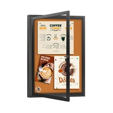Enclosed Bulletin Board,Outdoor Weatherproof Cork Noticeboard with Locking Do...