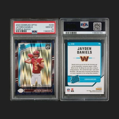 PSA 10 Jayden Daniels #248 Purple Shock 2024 Donruss Optic Football