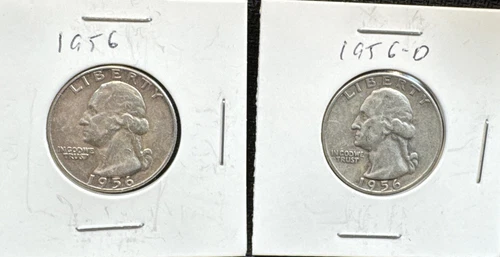 1956-P +D Washington Silver Quarters AU