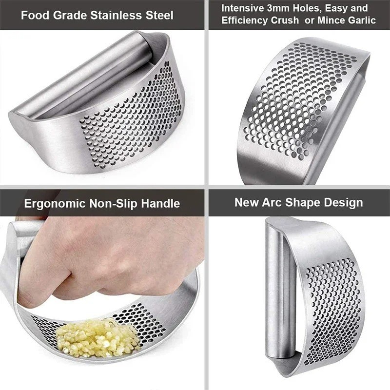 Garlic Press Rocker Stainless Steel Garlic Chopper Garlic Mincer Dishwasher Safe