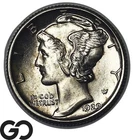 1929 Mercury Dime, Lustrous Gem BU++, Strong Bands