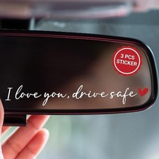 I Love You Drive Safe Mirror Sticker White, 3PCS , Car Decal, Cute Rear View Mi