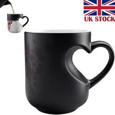Heart-Shaped Color Changing Magic Ceramic Mug Thermochromic Reveal Coffee Cup UK