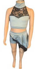 Girls Size 10 2 Pc Gray Black Rose Lace Sequins Dance The Lineup