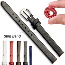 Thin Soft Leather Watch Strap Slim Cowhide Band 6mm-16mm Men Women Plain