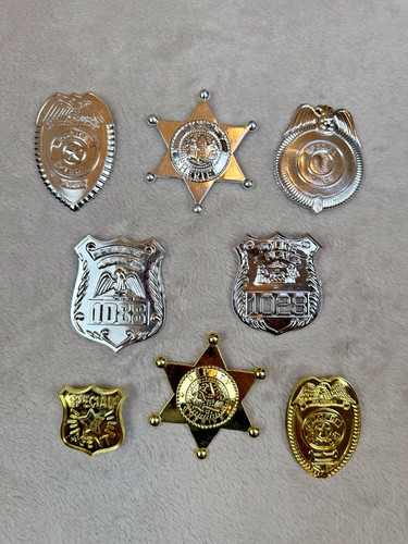 Fake Play Police Sheriff Badges Lot Of 8 Piece Plastic Costume Greenbrier Jaru