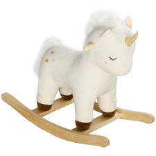 Fun Rocking Horse Ride On 24.8x13x22in High Backrest 88lb Limit White