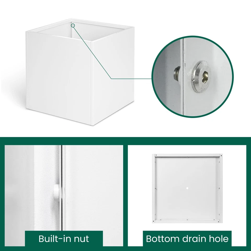 Jardinera cuadrada de acero blanco jardineras de exterior jardinera de acero galvanizado 24 I... Foto 3 de 4