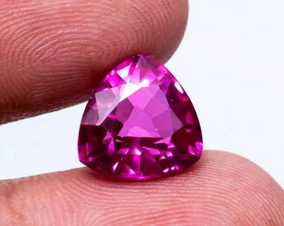 9 Ct+ Natural Certified Pink Ruby Trillion Cut Loose Gemstone