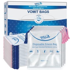 Absorbent Vomit Bag Disposable,12Pcs Emesis Bags-Turns Vomit into Gel,Leak Re...