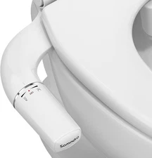 SAMODRA Ultra-Slim Bidet Attachment for Toilet - Dual Nozzle (Frontal Silver 