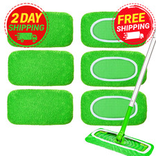 6 Pack Microfiber Mop Pads Reusable Washable Dry Wet Refill Sweeper Green