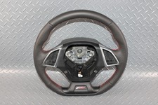 22-24 Camaro Black Leather Red Stitch Flat Bottom Steering Wheel Heated Oem