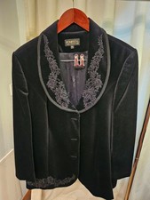 Damen Abendblazer, schwarz, Samt, Gr. 50