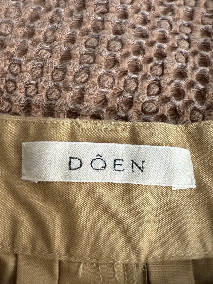 Doen Shorts Womens 6 Beige Pleated Paige Cotton Twill Khaki - Image 3 of 4