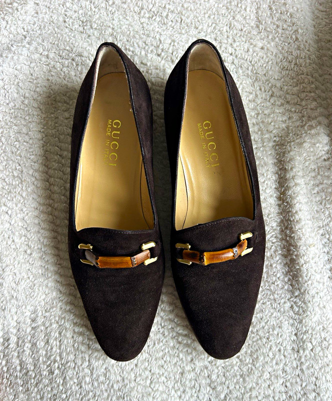 Gucci Women's Brown Suede Loafer Flats Bamboo Slip-On US 7.5 EU 37.5C