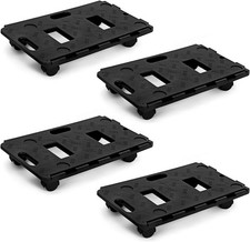 100Kg Interlocking Heavy-Duty Plastic Dolly Trolley with 360° Rotating Wheels