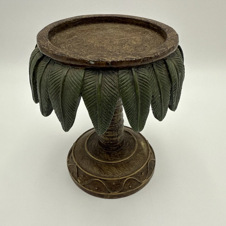 Castiçal pilar 3” Tiki tropical palmeira resina decoração boho bar - Imagem 2 de 4