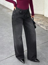 Lässige Jeans mit tiefer Taille und weitem, geradem Bein Billig24