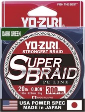 Yo-Zuri SuperBraid Fishing Line, 20 lb Test 300 Yard R1266-DG, Dark Green NEW