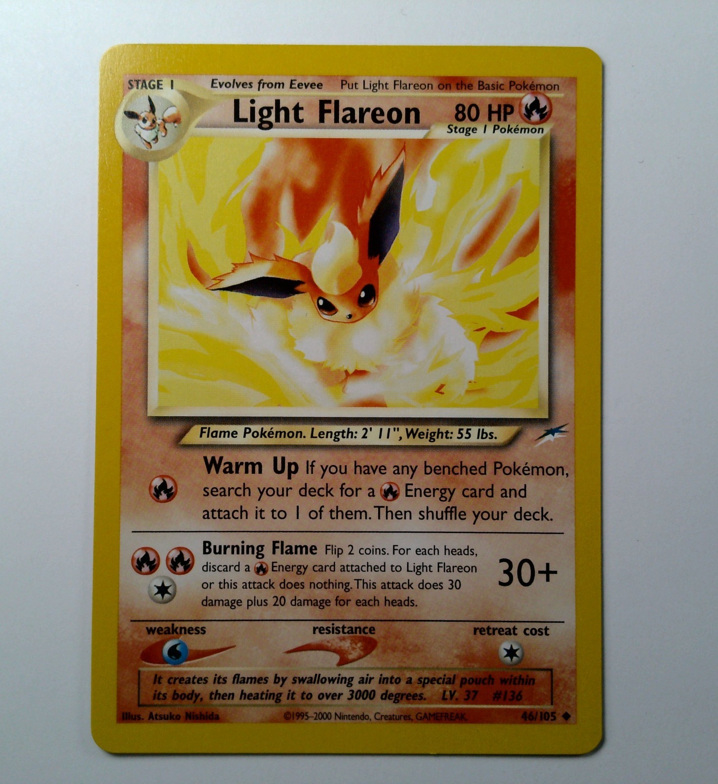 Light Flareon - 46/105 - Pokemon Neo Destiny Unlimited Rare Card WOTC NM
