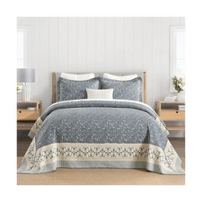 100 Cotton Oversized Quilt 128"x120", Extra Large Cal King Bedspread, Farmho...
