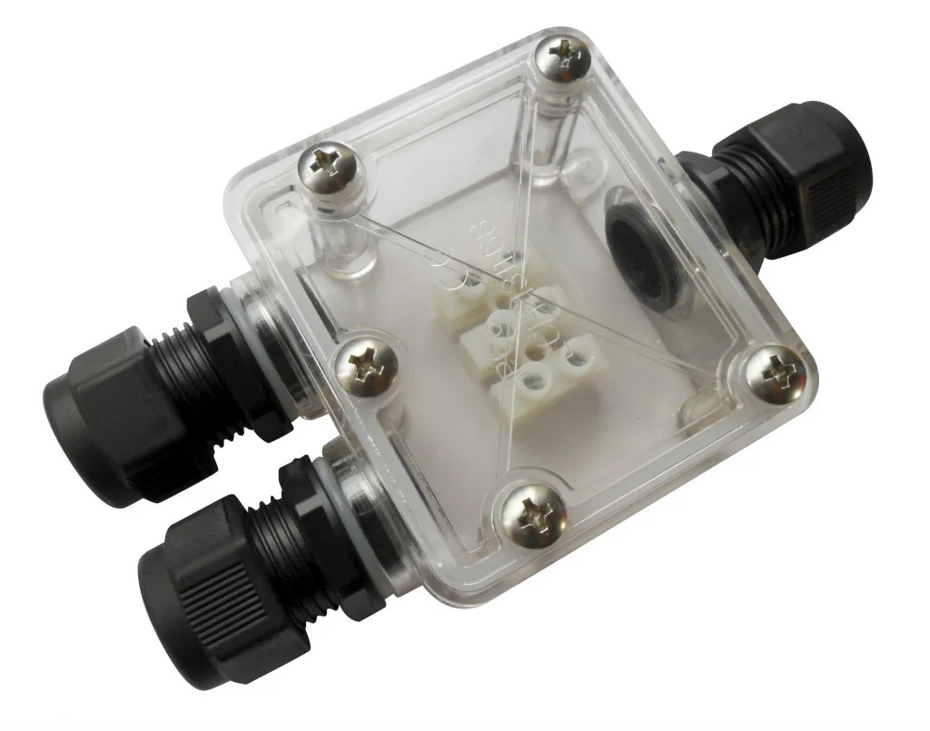 Inline Junction Black IP68 Outdoor Waterproof 3 Pole Transparent Box IP68-BOX1