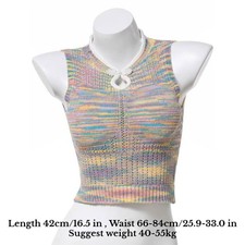 Débardeur Crop Sans Manches Femme Style Chinois Maille Sans Marque Arc-en-Ciel