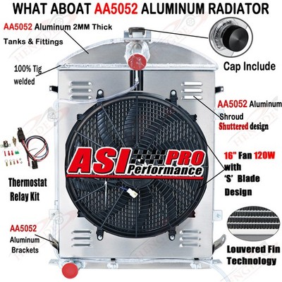 4ROWS Radiator+Shroud Fan Fits 1930 1931 Ford Model AA Double A Heavy Duty 3.3L