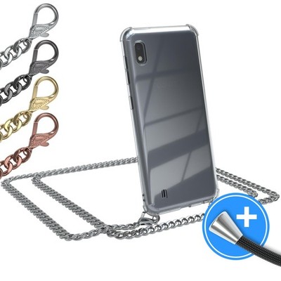 EAZY CASE für Samsung Galaxy A10 Hülle Band Handykette Metall transparent Cover