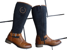 Hochwertige Stiefel/Reitstiefel Arturo Vicci 41 Leder braun/blau gefüttert