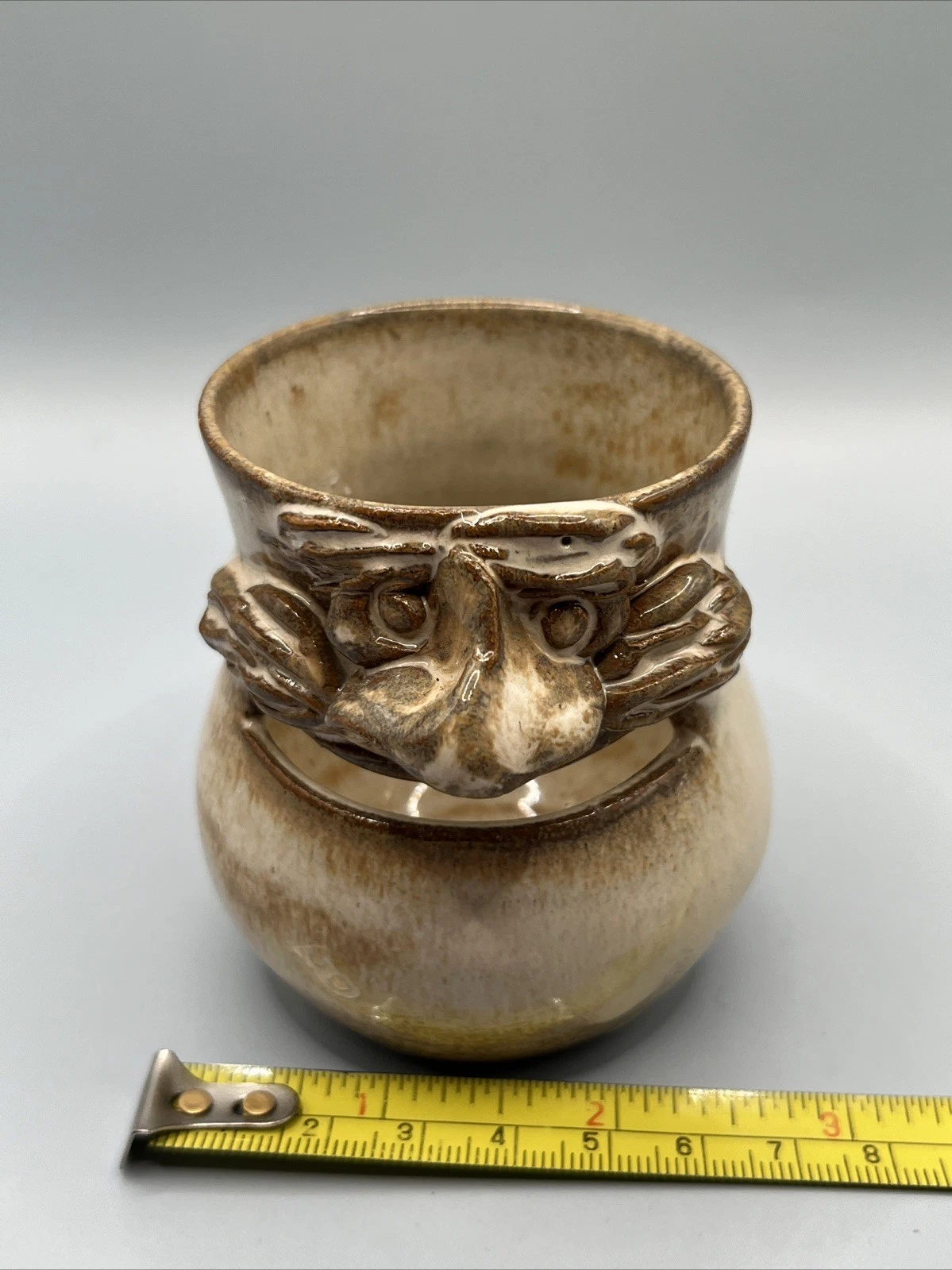 Potts Pottery Brown Ceramic Egg Separator by Linda Potts Seagrove N.C. 3.25”