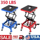 350lbs Hydraulic Motorcycle Lift Table 4 Wheels ATV Dirt Bike Scissor Jack Stand