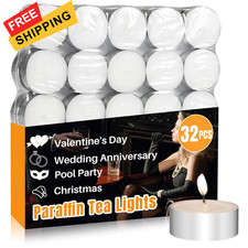 MAQIHAN Tea Lights Candles Bulk - 32 Pcs Tealight Candle White