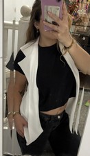 New Look Long Sleeveless Waistcoat Jacket Womens White Blazer Vest Tailored