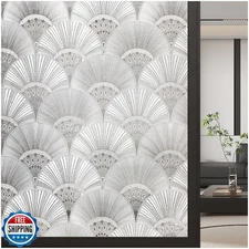 Beautyhero Window Privacy Film, Frosted Reeded Glass Cling, 3D Decorative Cov