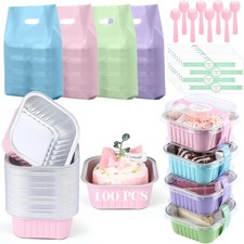100 Aluminum Mini Loaf Pans 5oz Square Dishwasher Freezer Oven Safe with Lids