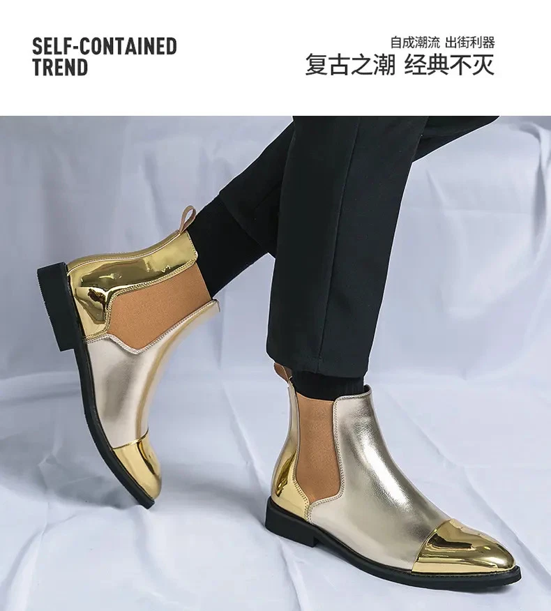 Мужские британские повседневные ботинки челси с заостренным носком высокий верх кожаные туфли размер - Изображение 2 из 4