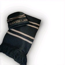 Harry Potter Navy Blue  Gray Striped Ravenclaw Fringed Scarf