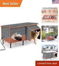 Luxury Heated Cat House: Weatherproof Shelter with Heating Pad for Outdoor Pets