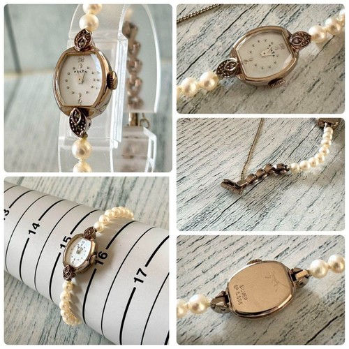 Orologio agata conchiglia di perle e oro 0,056 ct raro usato - Foto 3 di 4