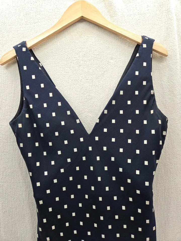 ARMANI COLLEZIONI Italy Silk Sleeveless Navy Dress Size-6 W/Built in shapewear - Image 3 of 4