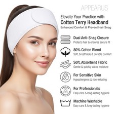 Cotton Terry Spa Headband for Women - Spa Salon Supplies - Anti-Snag AH1003x2