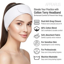 Cotton Terry Spa Headband for Women - Spa Salon Supplies - Anti-Snag Band AH1003