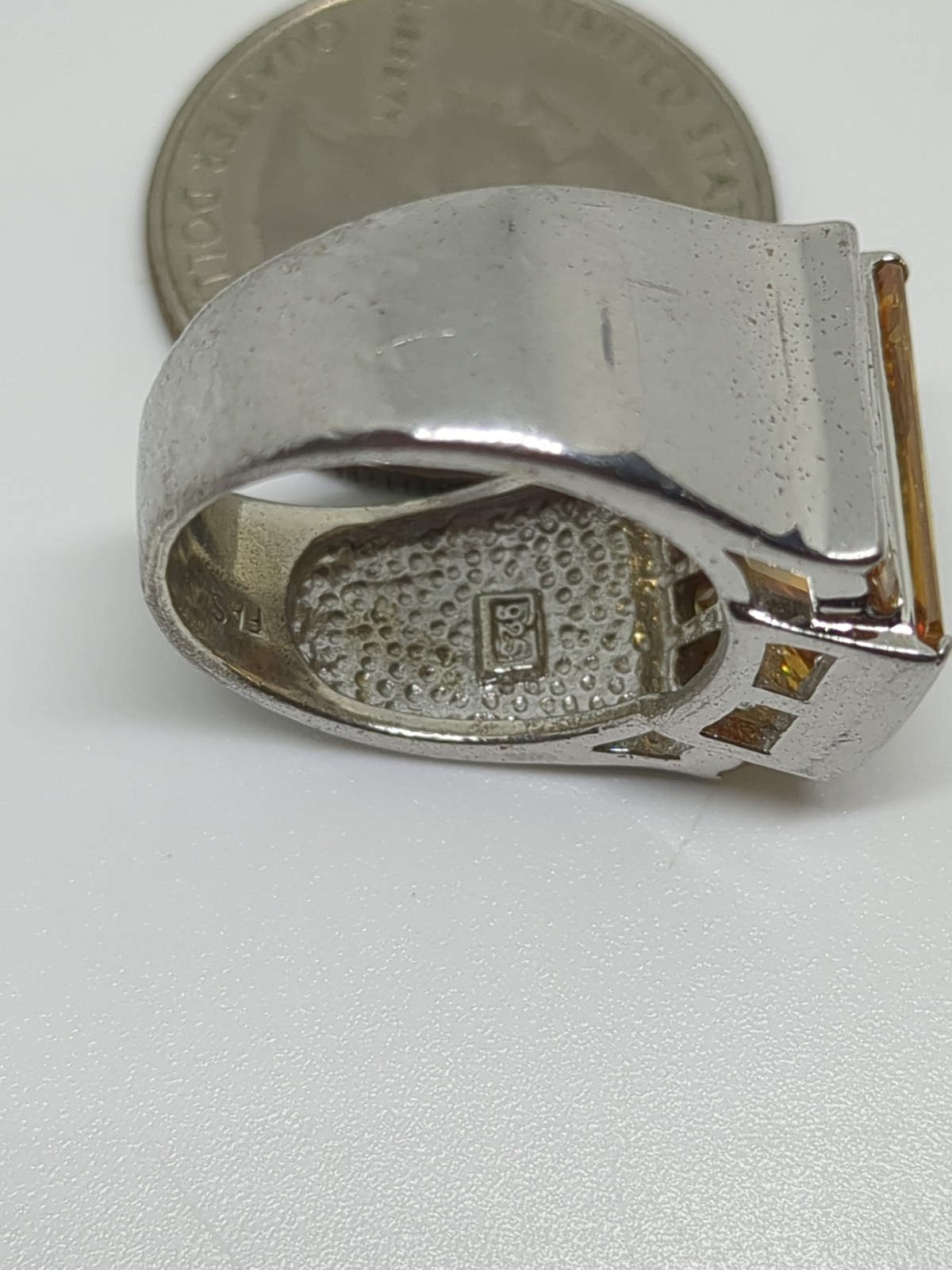 FAS Sterling Silver 925 Rectangular Yellow Citrin… - image 5