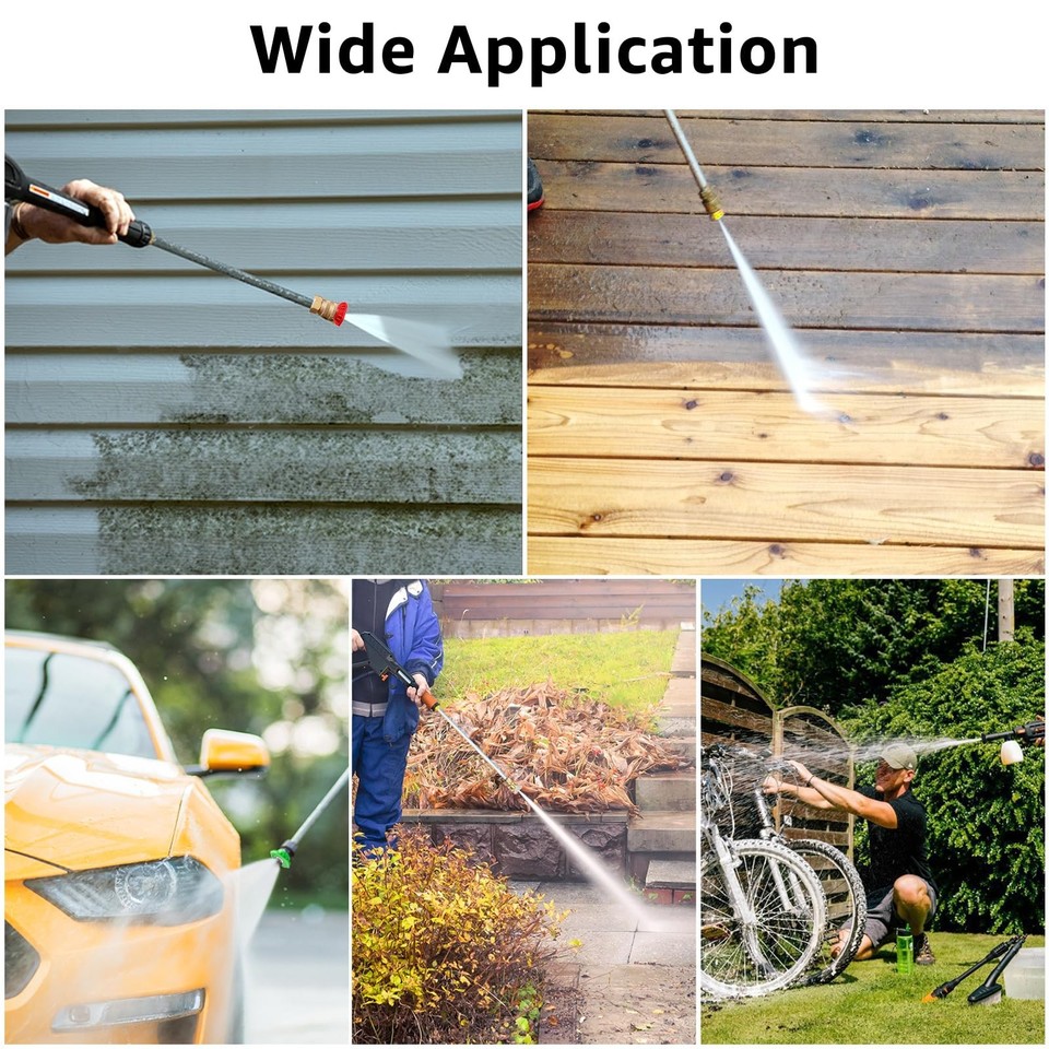 4-Pack Pressure Washer Nozzle Tips - 0°, 15°, 25°, 40° Quick Connect Stainless Steel Spray Tips